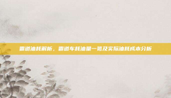 霸道油耗解析,霸道车耗油量一览及实际油耗成本分析