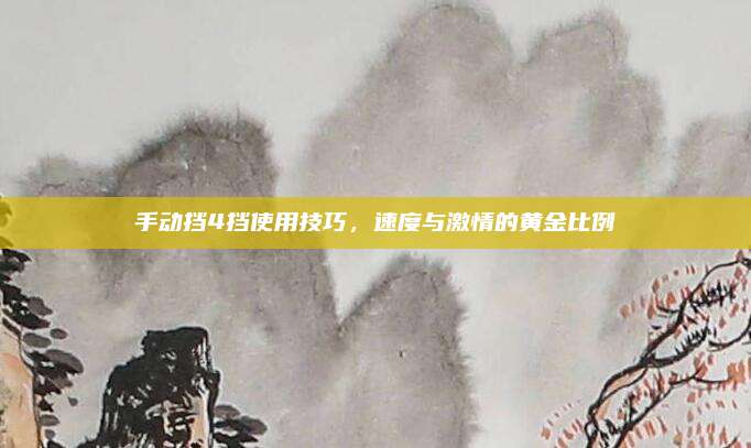 手动挡4挡使用技巧,速度与激情的黄金比例