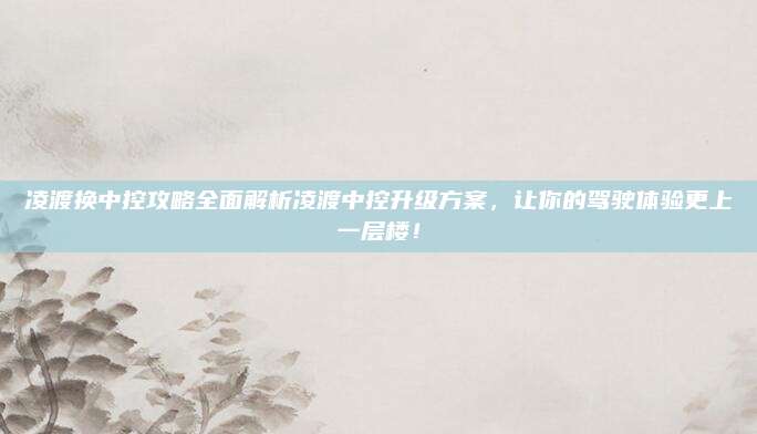 凌渡换中控攻略全面解析凌渡中控升级方案,让你的驾驶体验更上一层楼!