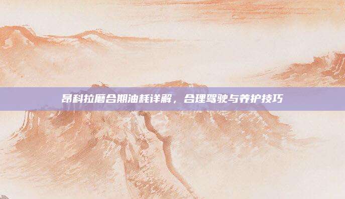 昂科拉磨合期油耗详解,合理驾驶与养护技巧