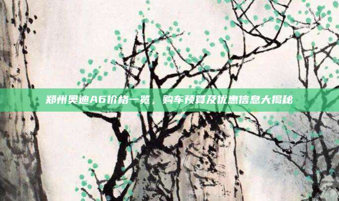 郑州奥迪A6价格一览，购车预算及优惠信息大揭秘
