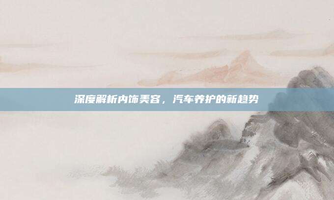 深度解析内饰美容,汽车养护的新趋势