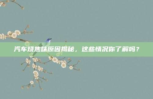 汽车烧焦味原因揭秘,这些情况你了解吗?