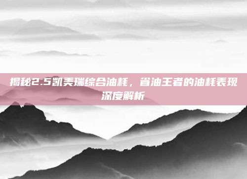 揭秘2.5凯美瑞综合油耗,省油王者的油耗表现深度解析