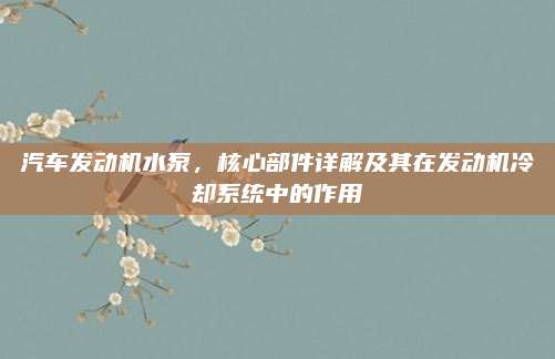 汽车发动机水泵,核心部件详解及其在发动机冷却系统中的作用