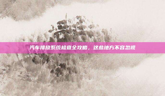 汽车排放系统检查全攻略,这些地方不容忽视