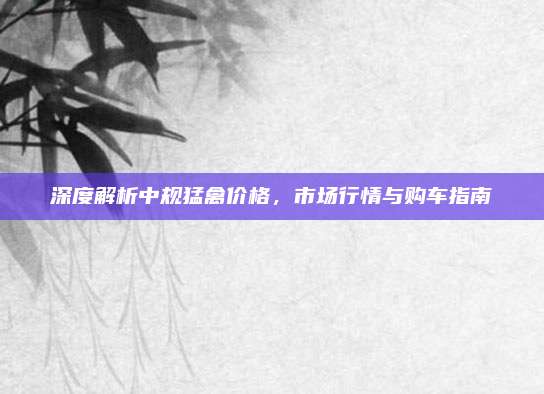 深度解析中规猛禽价格,市场行情与购车指南