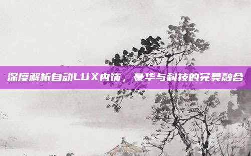 深度解析自动LUX内饰,豪华与科技的完美融合