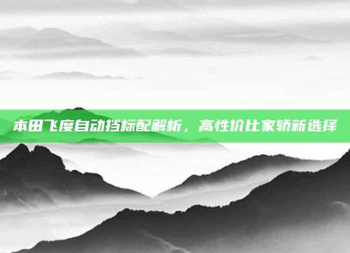 本田飞度自动挡标配解析,高性价比家轿新选择