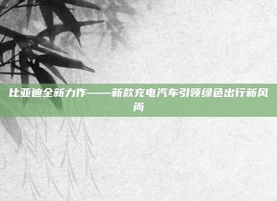 比亚迪全新力作——新款充电汽车引领绿色出行新风尚