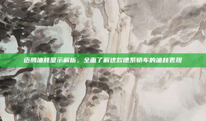 迈腾油耗显示解析,全面了解这款德系轿车的油耗表现