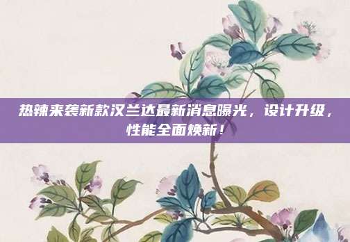 热辣来袭新款汉兰达最新消息曝光,设计升级,性能全面焕新!