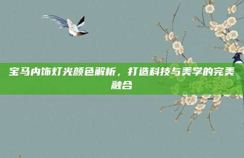 宝马内饰灯光颜色解析,打造科技与美学的完美融合