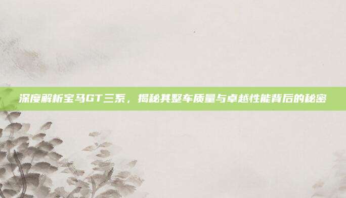 深度解析宝马GT三系,揭秘其整车质量与卓越性能背后的秘密