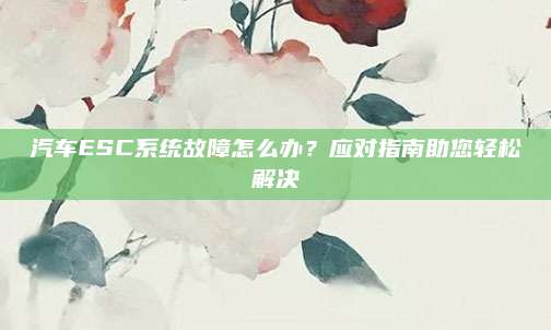 汽车ESC系统故障怎么办?应对指南助您轻松解决