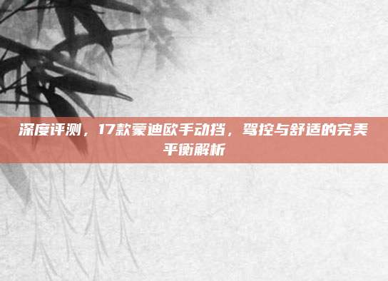深度评测,17款蒙迪欧手动挡,驾控与舒适的完美平衡解析