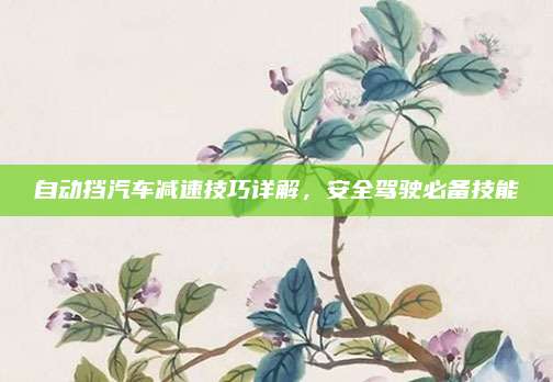 自动挡汽车减速技巧详解,安全驾驶必备技能
