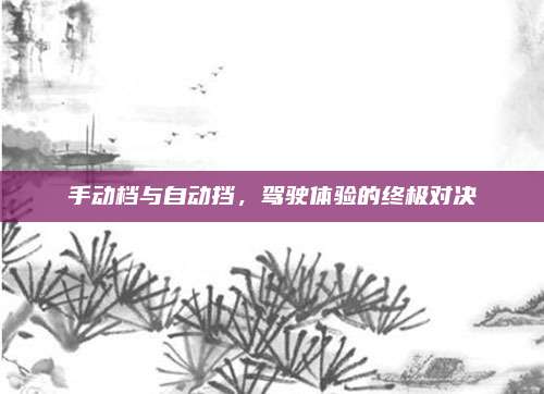 手动档与自动挡,驾驶体验的终极对决