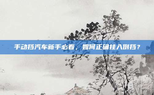 手动挡汽车新手必看，如何正确挂入倒挡？