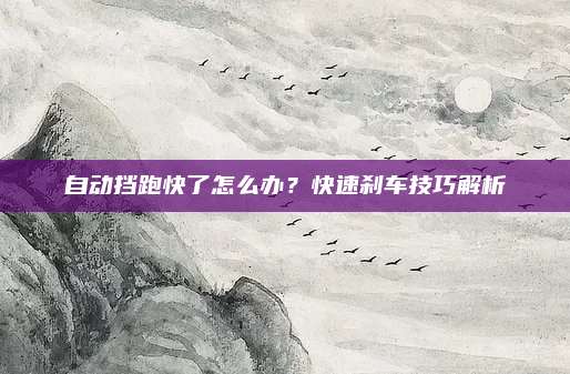 自动挡跑快了怎么办？快速刹车技巧解析