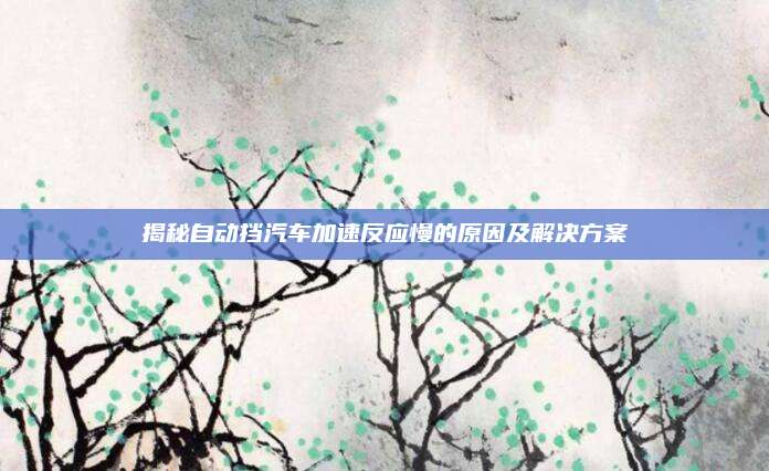 揭秘自动挡汽车加速反应慢的原因及解决方案