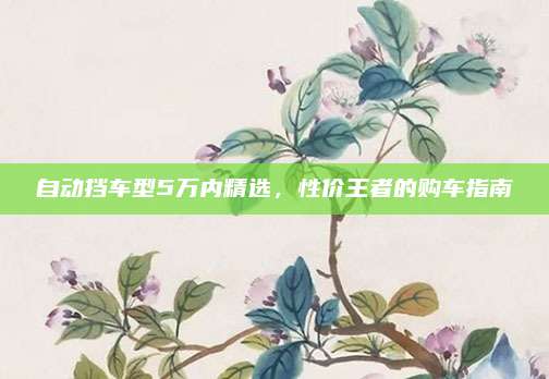 自动挡车型5万内精选,性价王者的购车指南