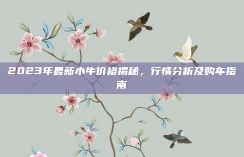 2023年最新小牛价格揭秘,行情分析及购车指南