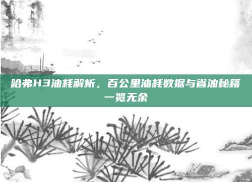 哈弗H3油耗解析,百公里油耗数据与省油秘籍一览无余
