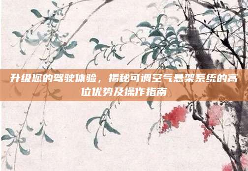 升级您的驾驶体验,揭秘可调空气悬架系统的高位优势及操作指南