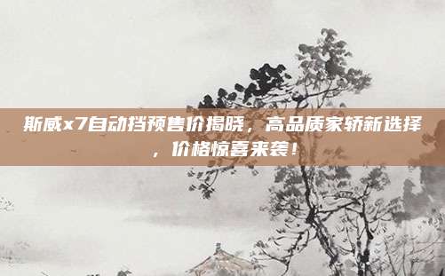 斯威x7自动挡预售价揭晓,高品质家轿新选择,价格惊喜来袭!