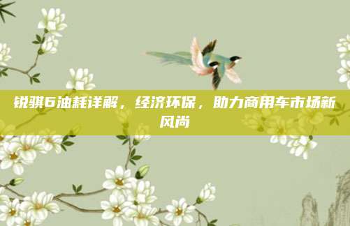 锐骐6油耗详解,经济环保,助力商用车市场新风尚