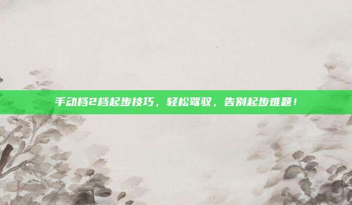 手动档2档起步技巧,轻松驾驭,告别起步难题!