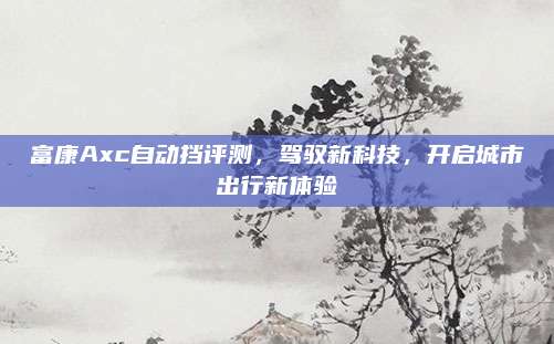 富康Axc自动挡评测,驾驭新科技,开启城市出行新体验