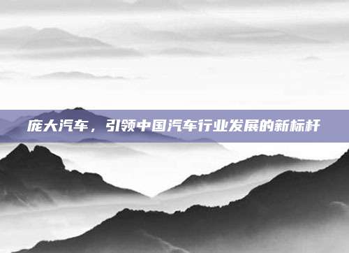 庞大汽车,引领中国汽车行业发展的新标杆