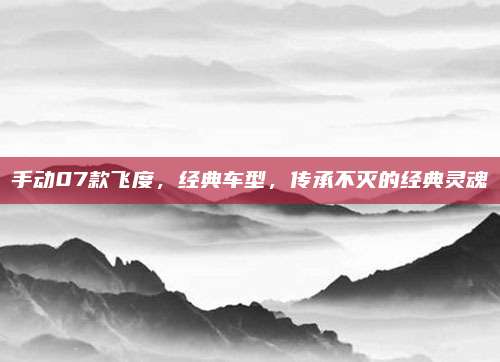 手动07款飞度,经典车型,传承不灭的经典灵魂