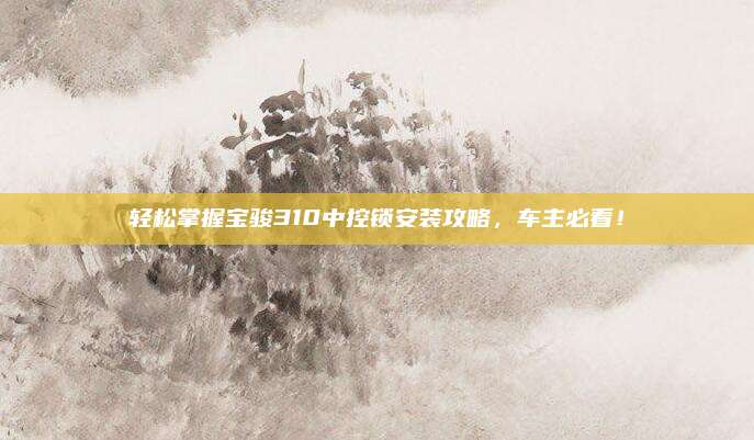 轻松掌握宝骏310中控锁安装攻略,车主必看!