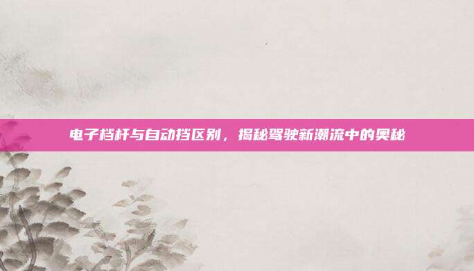 电子档杆与自动挡区别,揭秘驾驶新潮流中的奥秘