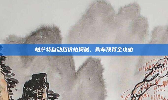帕萨特自动挡价格揭秘,购车预算全攻略
