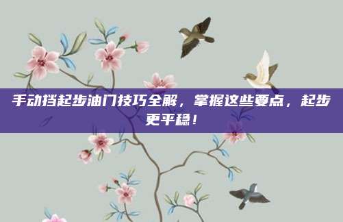 手动挡起步油门技巧全解，掌握这些要点，起步更平稳！