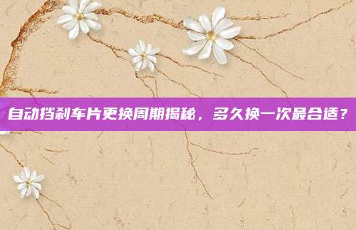 自动挡刹车片更换周期揭秘,多久换一次最合适?