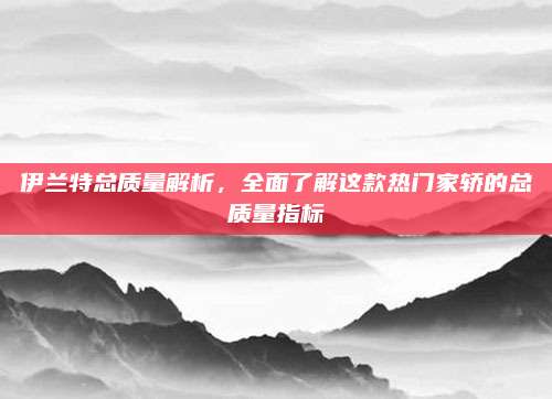 伊兰特总质量解析,全面了解这款热门家轿的总质量指标