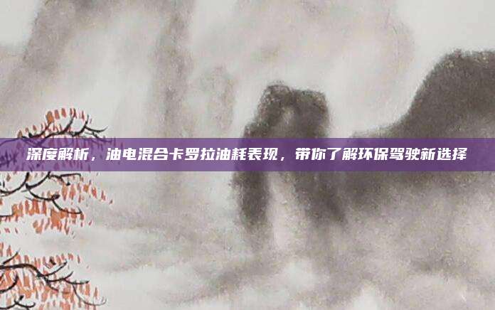 深度解析，油电混合卡罗拉油耗表现，带你了解环保驾驶新选择