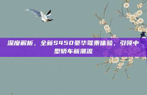 深度解析,全新S450豪华驾乘体验,引领中型轿车新潮流