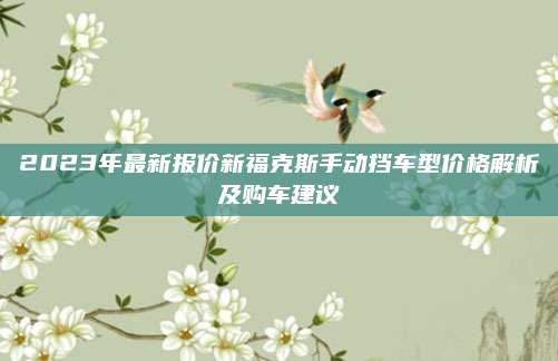 2023年最新报价新福克斯手动挡车型价格解析及购车建议
