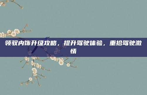 领驭内饰升级攻略，提升驾驶体验，重拾驾驶激情