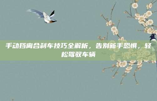 手动挡离合刹车技巧全解析,告别新手恐惧,轻松驾驭车辆