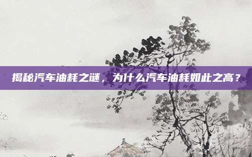 揭秘汽车油耗之谜,为什么汽车油耗如此之高?