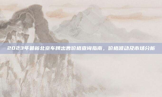 2023年最新北京车牌出售价格查询指南,价格波动及市场分析