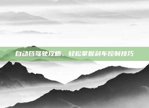 自动挡驾驶攻略,轻松掌握刹车控制技巧