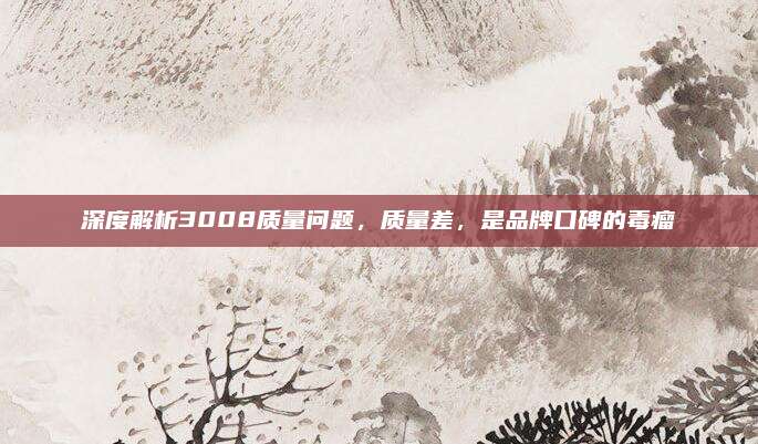 深度解析3008质量问题，质量差，是品牌口碑的毒瘤